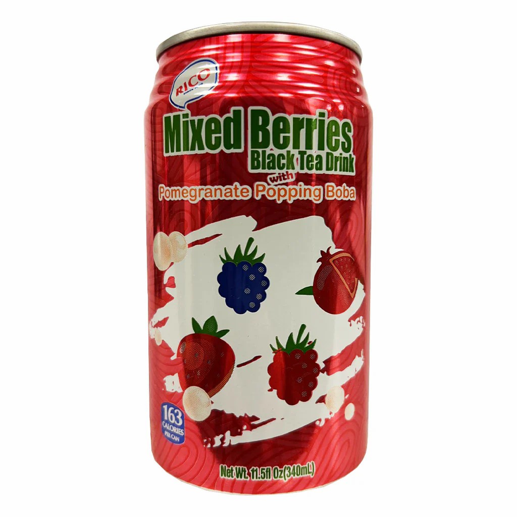 RICO Black Tea Drinks with Berries & Boba 340ml