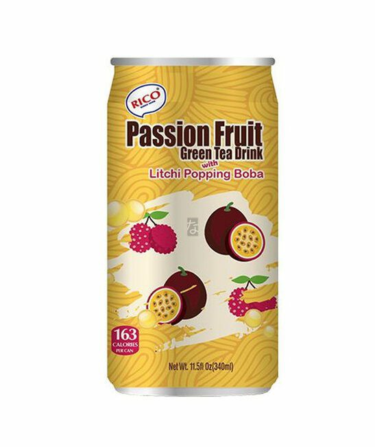 RICO Green Tea Drinks Passion Fruit & Boba 340ml
