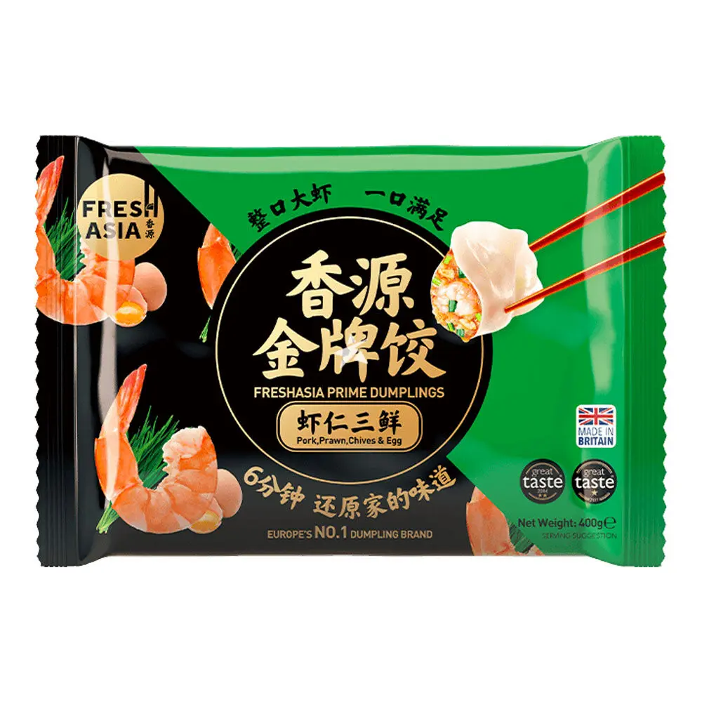 Dumpling mit Garnelen, Schweinefleisch, Schnittlauch und Ei 400g