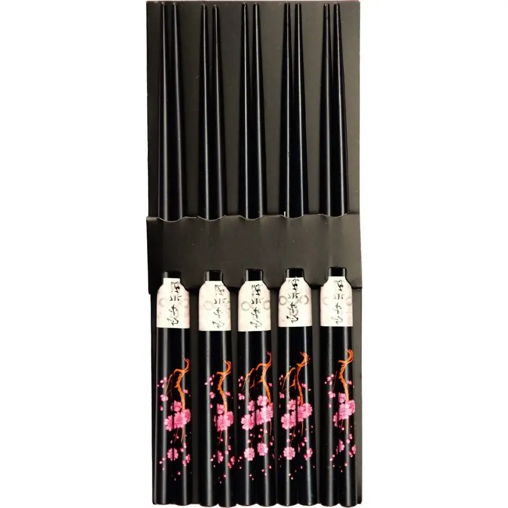 Essstäbchen Japanisch Schwarz 5 Paar Set