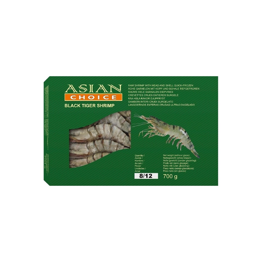 Asian Choice BlackTiger shrimp 8/12 1kg