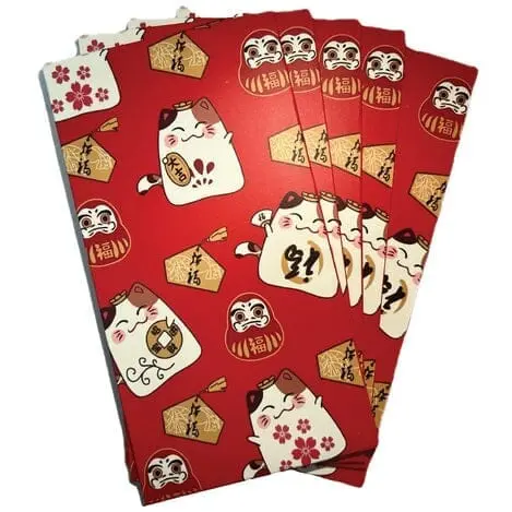 [12368] Golden Turtle Glückskatze Roter Umschlag 5er Set