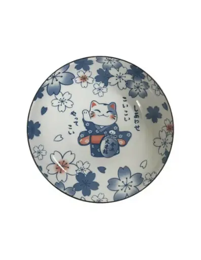 [12372] Golden Turtle 日式招财猫瓷盘 20.2cm