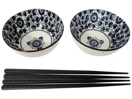 [12597] Japanisches Ramen-Schüssel- und Essstäbchen-Set