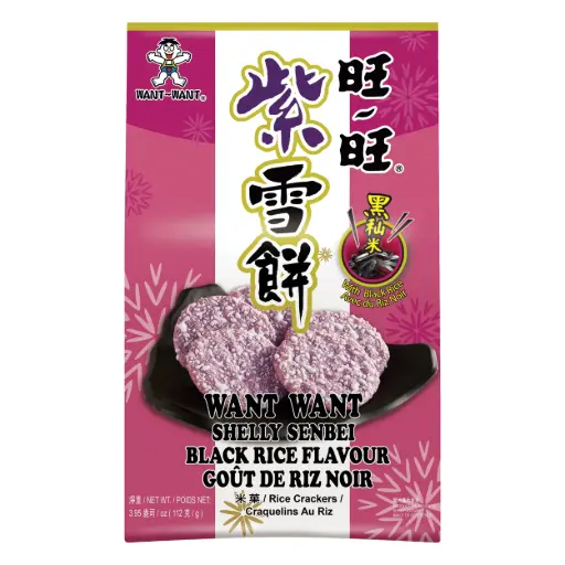 [13631] Want Want Reiscracker mit schwarzem Klebreis 112g